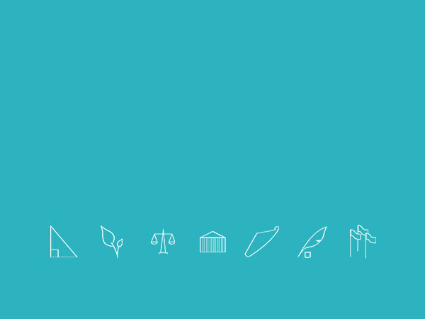 Material per skolämne, blå bakgrundsfärg och små ikoner.