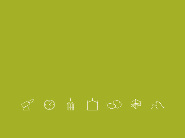 Material per världsarvsobjekt, grön bakgrundsfärg och små ikoner.